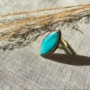 Ethnic oxidized Kuchi fashion handmade ring - blue